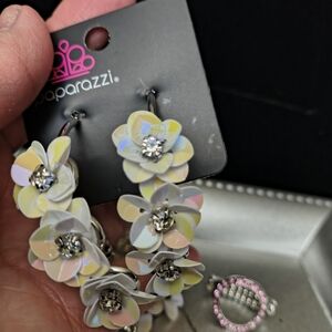 Paparazzi Silver Floral Hoop Earrings